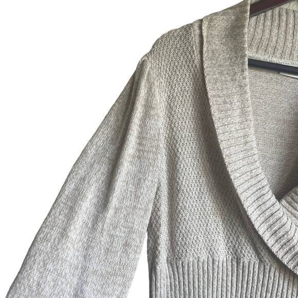 Cato Sweater Women 18/20 Oatmeal Surplice Neck Decorative Buttons Office Minimal - Picture 7 of 14